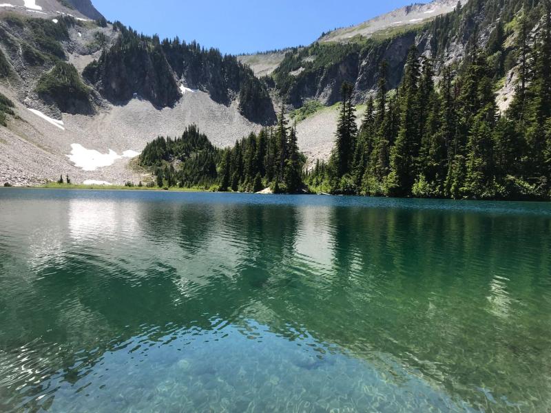 Bench and Snow Lake