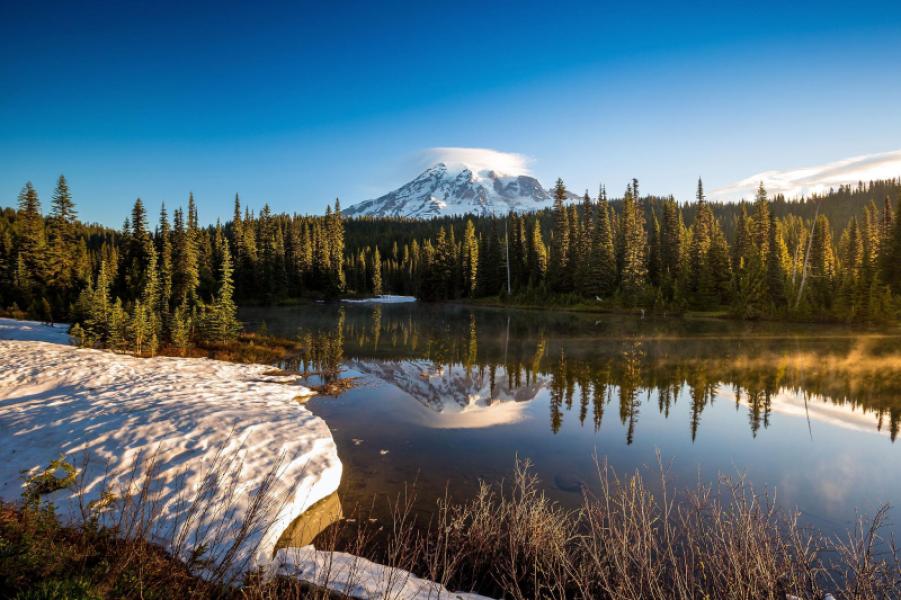 Bench and Snow Lake